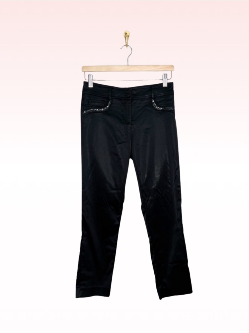 CACHÉ Y2k Vintage Black Satin Trouser Pants (Sz 4)